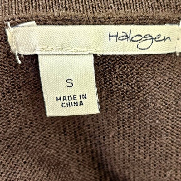 Halogen Laine Wool V Neck Cardigan Sweater Hip Pockets Women S Chocolate Brown - Picture 7 of 10
